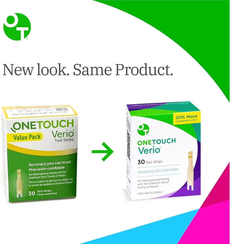 ONETOUCH إبر ون تاتش دليكا بلس مجموعة شرائط اختبار ون تاتش فيري تشمل 30 شريط اختبار 30 إبرة رفيعة 30 قياس لقياس السكري مستلزمات السكري لمراقبة مستوى السكر في الدم - Image 2