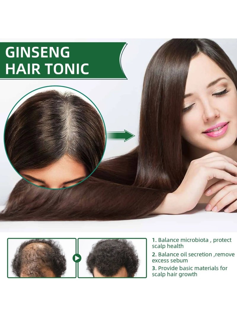 OUHOE 100ml Natural Herbs Ginseng Hair Tonic  Hair Regrowth Essence for Hair Loss and Hair Regrowth Hair Growth Serum Hair Treatment Essence Oil Hair Growth Spray Ginseng Hair Oil Nourish Scalp Hair Anti Hair Loss Serum - Image 2