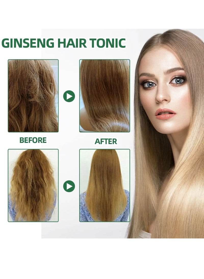 OUHOE 100ml Natural Herbs Ginseng Hair Tonic  Hair Regrowth Essence for Hair Loss and Hair Regrowth Hair Growth Serum Hair Treatment Essence Oil Hair Growth Spray Ginseng Hair Oil Nourish Scalp Hair Anti Hair Loss Serum - Image 4