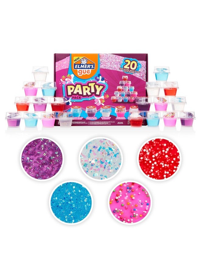 ELMER'S غراء إلمر سلايم الجاهز، مجموعة سلايم، تشمل إضافات ممتعة وفريدة، حزمة حفلة، 20 قطعة - Image 1