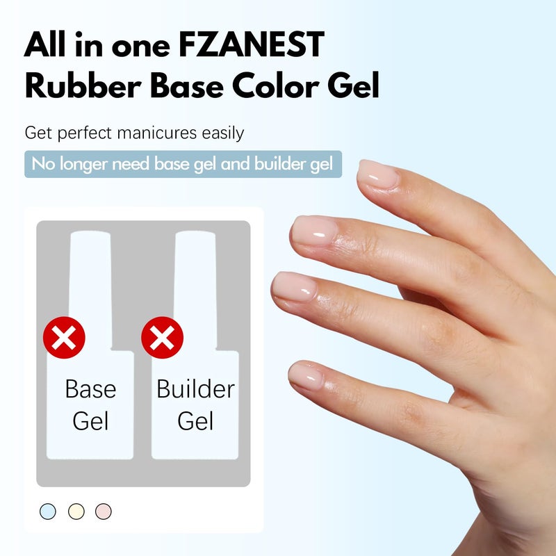 FZANEST Hema-Free Rubber Base Gel Polish, Tpo-free Light Pink Lightweight Sculpting Builder Gel For Quick Nail Strengthening Extension Repair Long-Lasting Base Salon-Quality Nails At Home #02 - Image 3