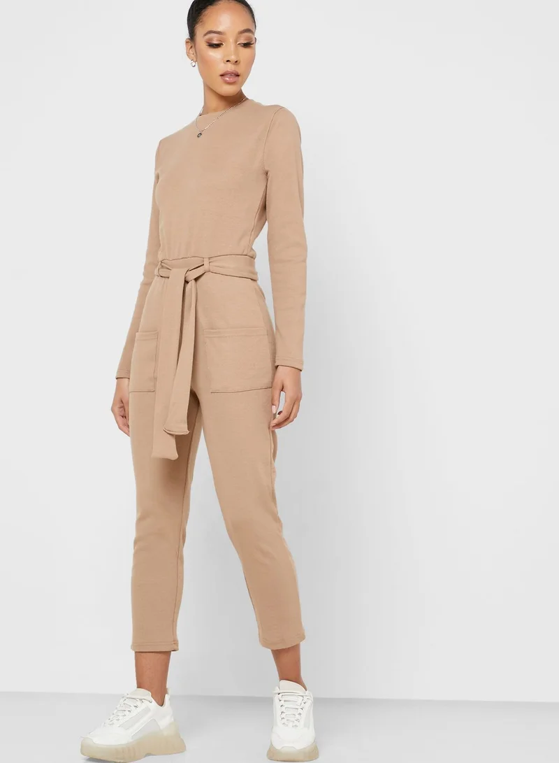 Missguided Ribbed Pocket Detail Jumpsuit