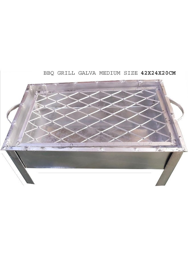 GO2CAMPS Galva Barbeque Grill-15X26X62 CM, BBQ Tin Made Grill, Silver - Image 4
