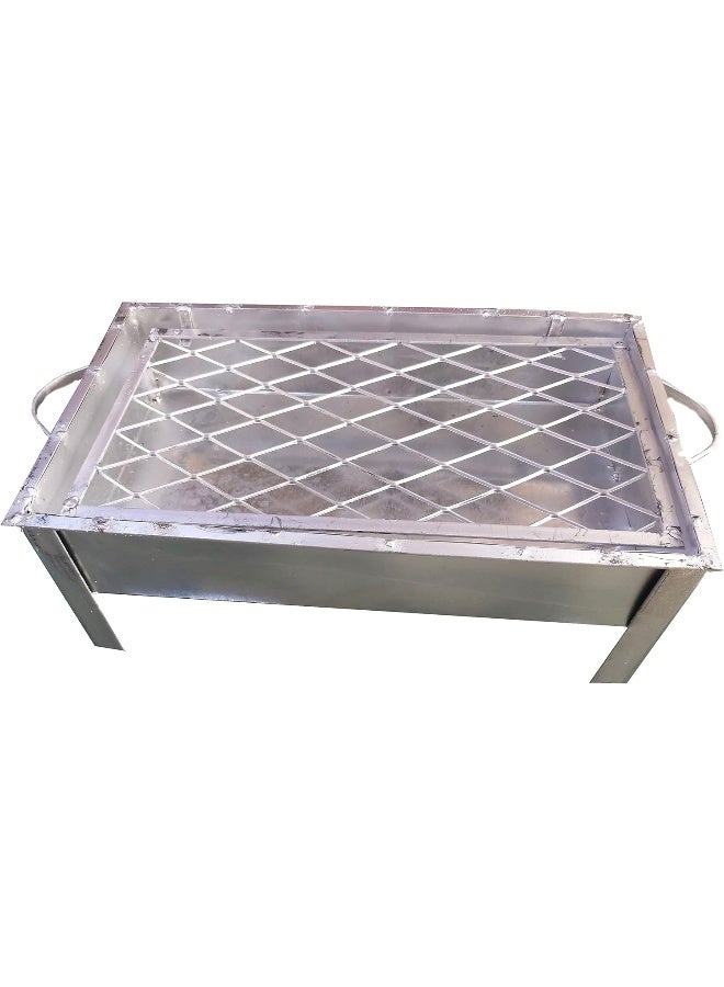 GO2CAMPS Galva Barbeque Grill-15X26X62 CM, BBQ Tin Made Grill, Silver - Image 2