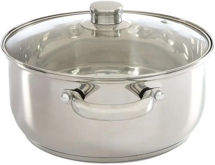 Oneva Stainless Steel Dutch Oven with Glass Lid 3 Litre 20 cm Sandwich Bottom Rivetted Handle Mirror Finish Induction Gas Base 2 Year Warranty  - Image 2