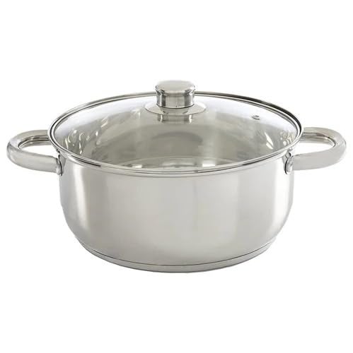 Oneva Stainless Steel Dutch Oven with Glass Lid 3 Litre 20 cm Sandwich Bottom Rivetted Handle Mirror Finish Induction Gas Base 2 Year Warranty  - Image 1