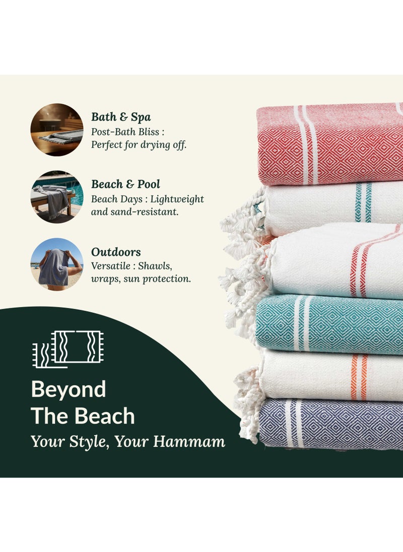 Cloud Scape Linen Turkish Beach Towel Set of 4, 39x71 inches Oversized Lightweight 100% Cotton Hammam Towel, Multi  - Image 5