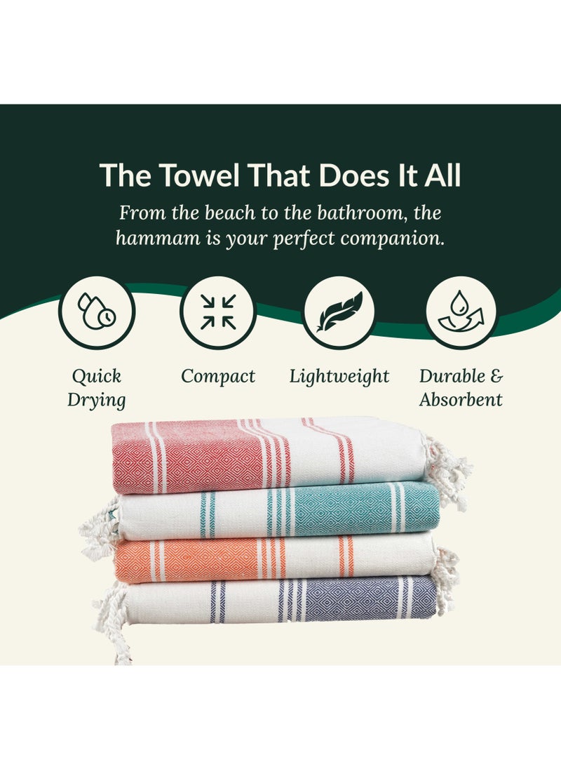 Cloud Scape Linen Turkish Beach Towel Set of 4, 39x71 inches Oversized Lightweight 100% Cotton Hammam Towel, Multi  - Image 3