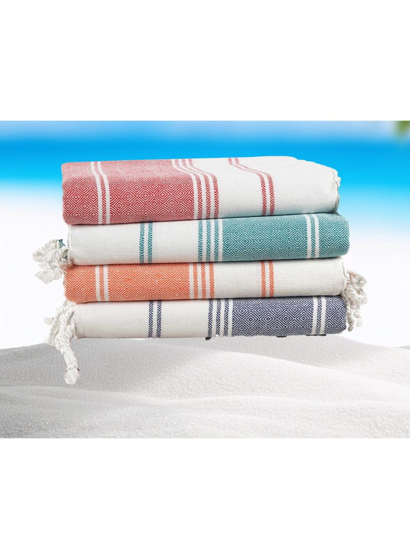 كلاود سكيب لينين طقم مناشف حمام تركية مكون من 4 قطع، مقاس 39 × 71 بوصة، منشفة حمام كبيرة الحجم وخفيفة الوزن مصنوعة من القطن بنسبة 100%، متعددة الألوان - Image 1