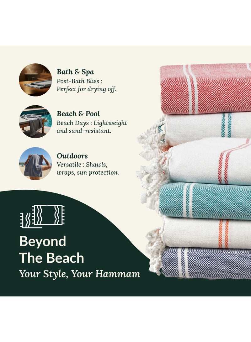 كلاود سكيب لينين طقم مناشف حمام تركية مكون من 4 قطع، مقاس 39 × 71 بوصة، منشفة حمام كبيرة الحجم وخفيفة الوزن مصنوعة من القطن بنسبة 100%، متعددة الألوان - Image 5