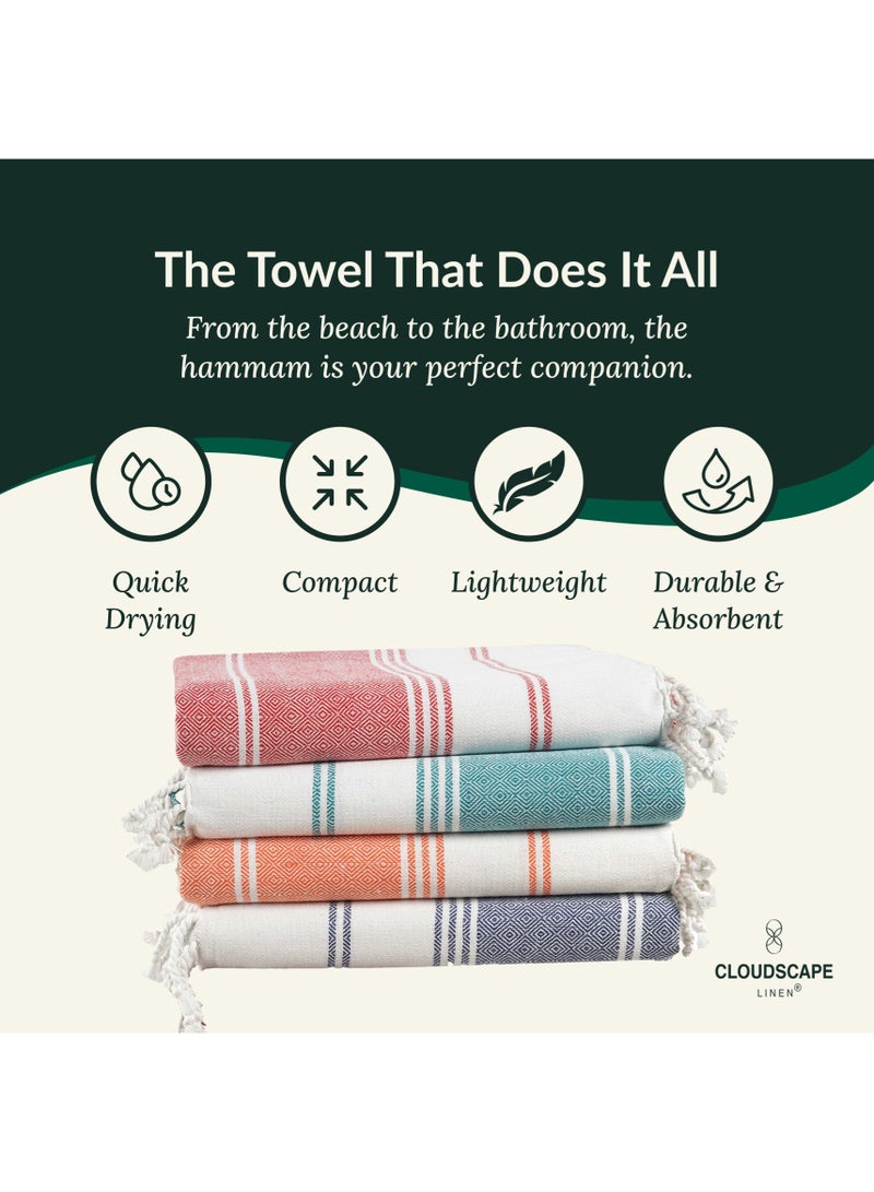 كلاود سكيب لينين طقم مناشف حمام تركية مكون من 4 قطع، مقاس 39 × 71 بوصة، منشفة حمام كبيرة الحجم وخفيفة الوزن مصنوعة من القطن بنسبة 100%، متعددة الألوان - Image 3