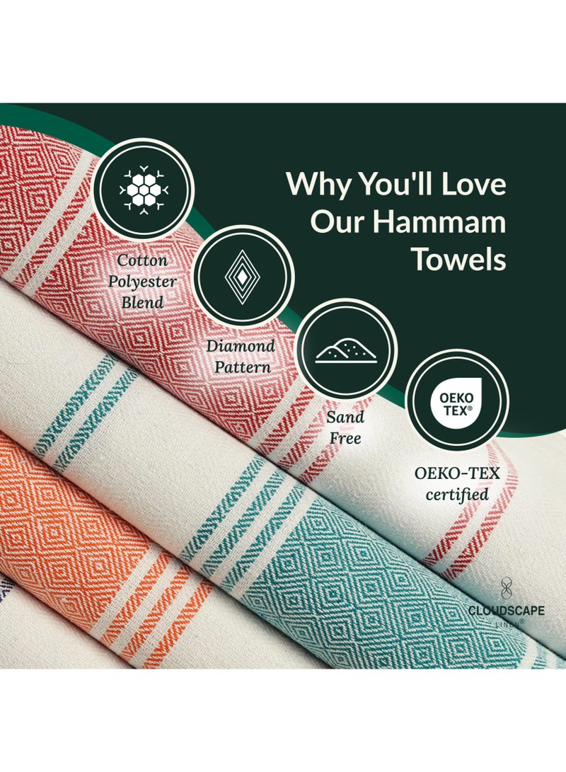 كلاود سكيب لينين طقم مناشف حمام تركية مكون من 4 قطع، مقاس 39 × 71 بوصة، منشفة حمام كبيرة الحجم وخفيفة الوزن مصنوعة من القطن بنسبة 100%، متعددة الألوان - Image 4