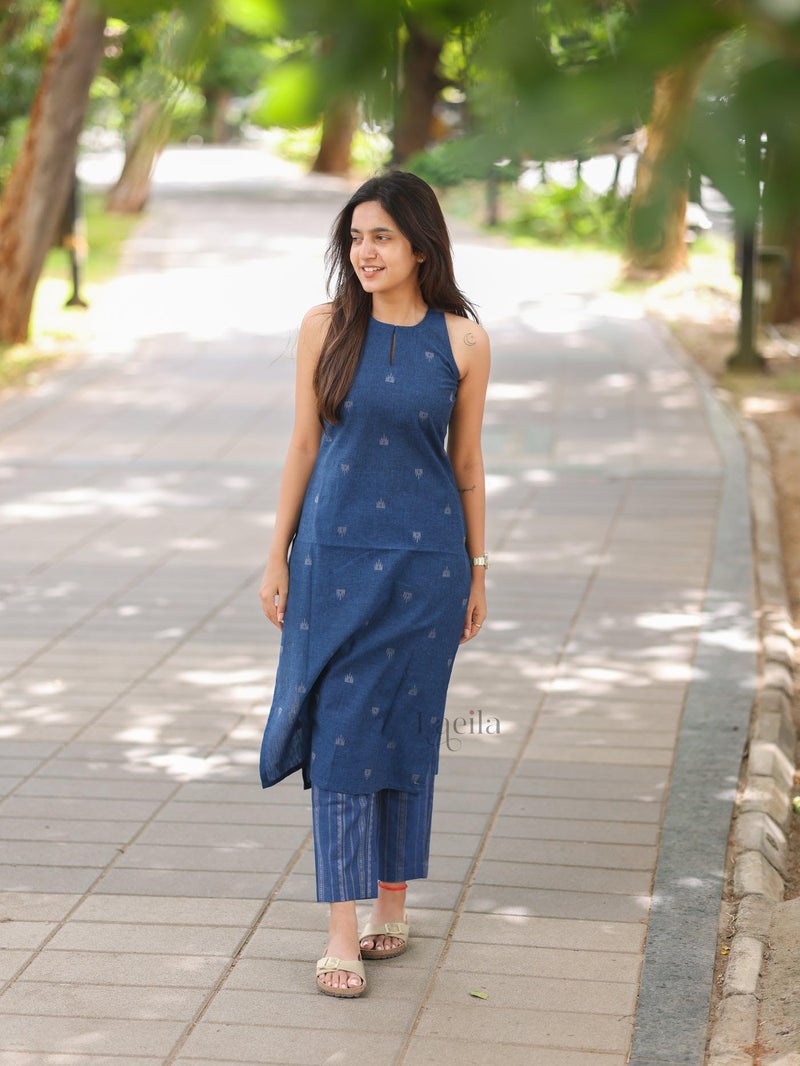 ANNI Designer Women's Rayon Viscose Straight Printed Kurta with Pant (Palakad Blue_XXL_Blue_XX-Large) - Image 3