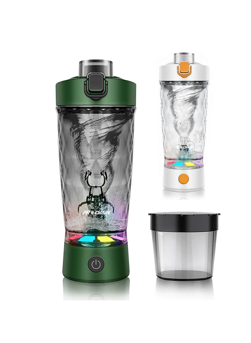 650ml القابلة لإعادة الشحن التلقائي كأس خلط - السفر هزاز ، وصالة رياضية خلاط البروتين خلاط كهربائي ، ومناسبة للرياضة واللياقة البدنية ، من tritan ثنائي الفينول أ - 26oz المحمولة كأس خلط / الناقل التسلسلي العام نوع ج القابلة لإعادة الشحن هزاز كأس ، كهدية عيد ميلاد للرجال والنساء ( الأبيض والأخضر ) - Image 1