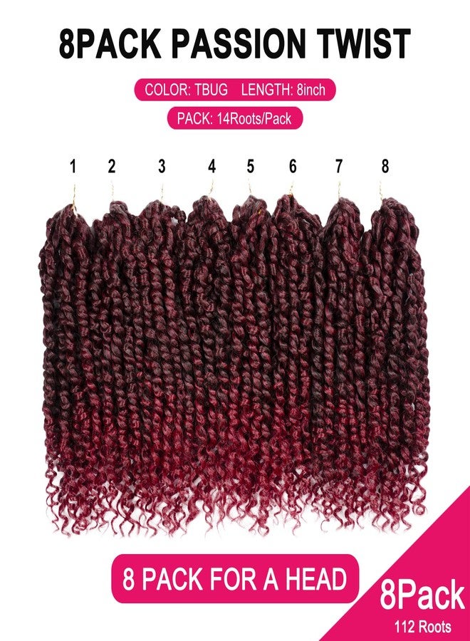NAYOO Passion Twist Hair For Kids - 8 Packs 8 Inch Passion Twist Crochet Hair For Women, Crochet Pretwisted Curly Hair Passion Twists Synthetic Braiding Hair Extensions(8 Inch 8 Packs, TBUG) - Image 4