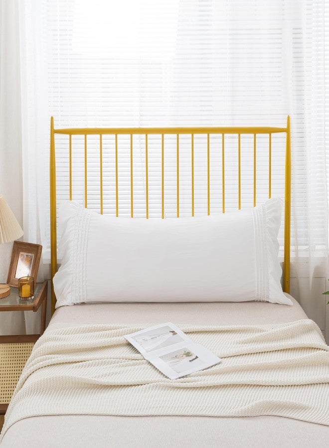H HOUSEHOLD غطاء وسادة أبيض للجسم من إتش هاوسهولد، مقاس 20×54 بوصة، مزين بكشكشة مصنوعة يدويًا، مصنوع من ألياف دقيقة فائقة النعومة، بتصميم ريفي فرنسي عتيق مزين بفيونكة مكشكشة، عبوة واحدة - Image 3