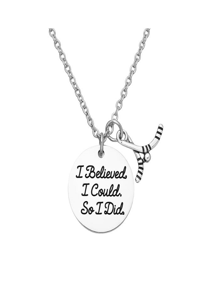 Sportybella Hockey Charm Necklace, I Believed I Could So I Did Jewelry, Gift for Female Hockey Players - Image 1