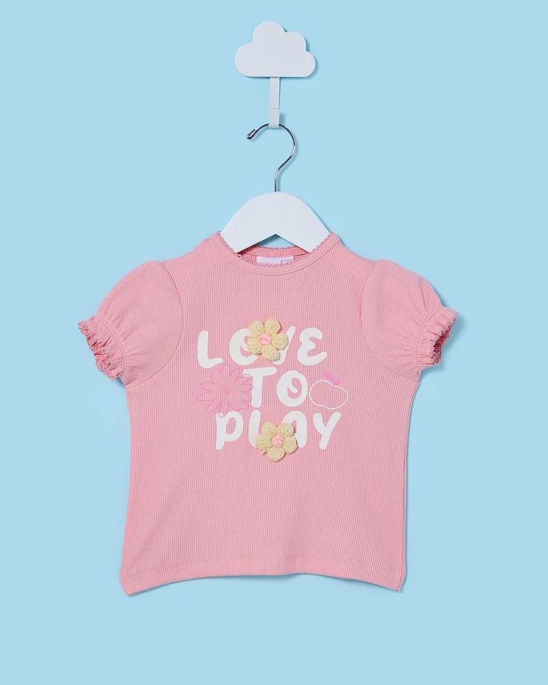 Redtag Infant Girls Pink Printed T-Shirt