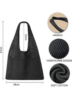 GMORO Crochet Tote Bag For Women, Crochet Mesh Beach Tote Bag Summer Vacation Aesthetic Boho Knit Bag for Women, Beach Top-handle Tote Bag  - Image 4