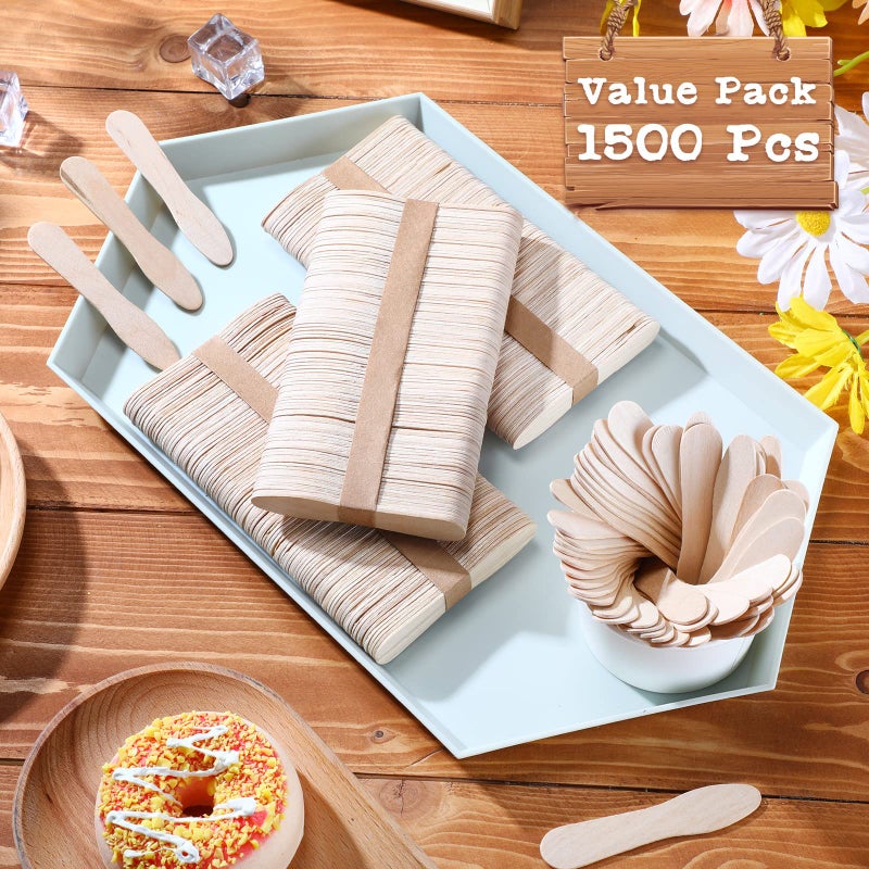 Nuogo 1500 Pcs Wooden Ice Cream Sample Spoons Bulk Disposable Honey Gelato Tasting Sticks Cutlery Mini Wood Chocolate Hot Cocoa Essential Small Wedding Dessert Spoon for Eating Sampling Craft 3 Inches - Image 5