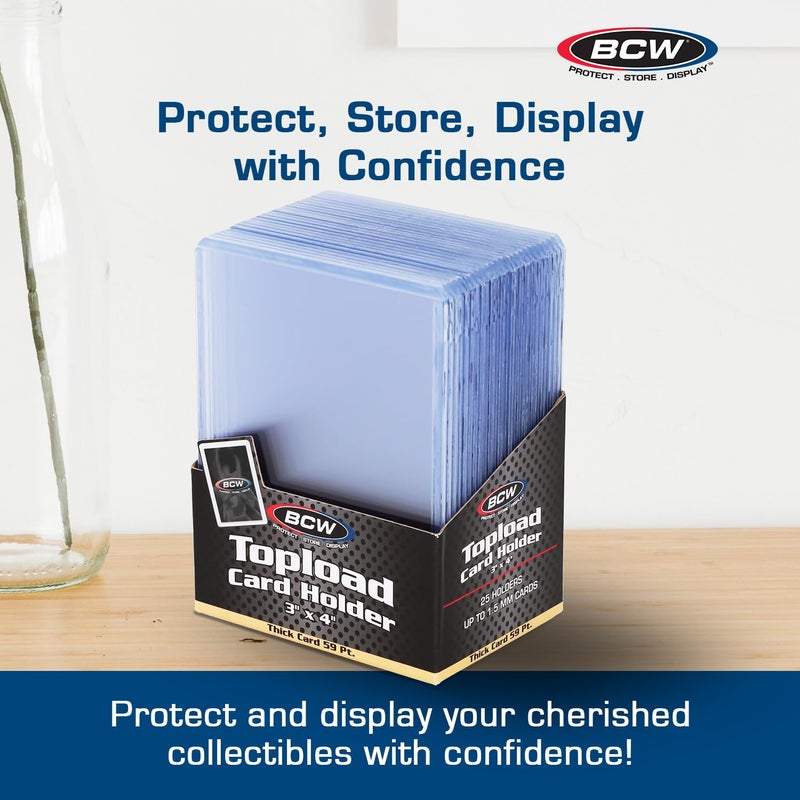 BCW 59 PT Thick Card Top Loaders | Protective Thick Toploaders for Trading Cards Up to 59PT | Rigid Card Toploader for Memorabilia & Collectibles | 1 Pack - Image 5
