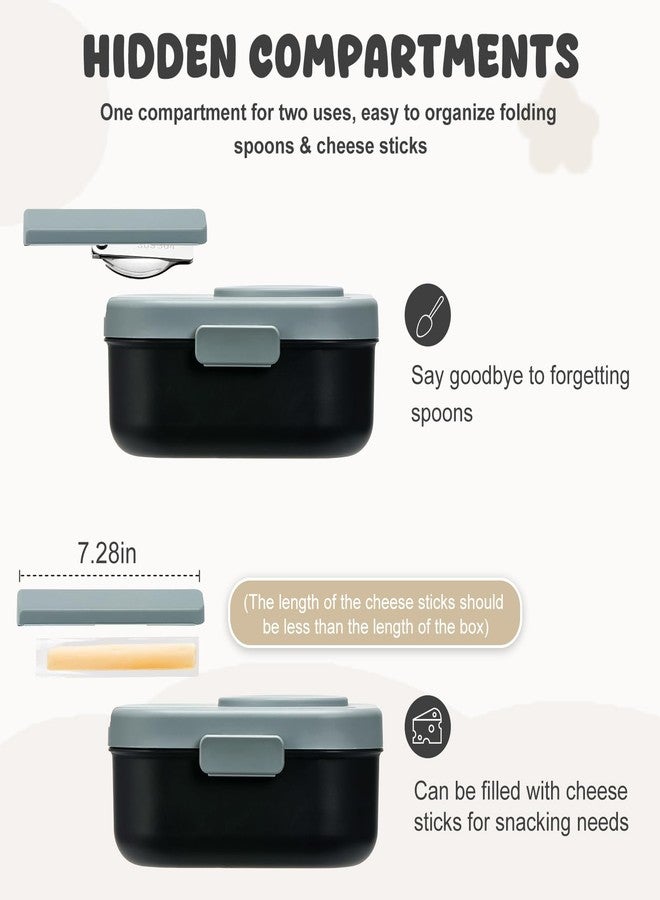 BOSEDSANG Bento Lunch Box for Kids with 12oz Soup Thermo,4 Compartments Lunch Box Containers Kids, Spoon&Sauce Jar, BPA Free&Leak proof,Insulated Food Jar for Travel(Black) - Image 2