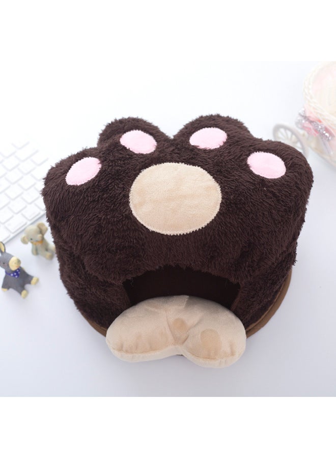 Computer Heated Hand Warmer Mouse Pad With Wrist Guard Thickeneded Cartoon Warm Winter Heating Mouse Cover Hand Warmer-Pattern:Dark Coffee Bear Paw - Image 1