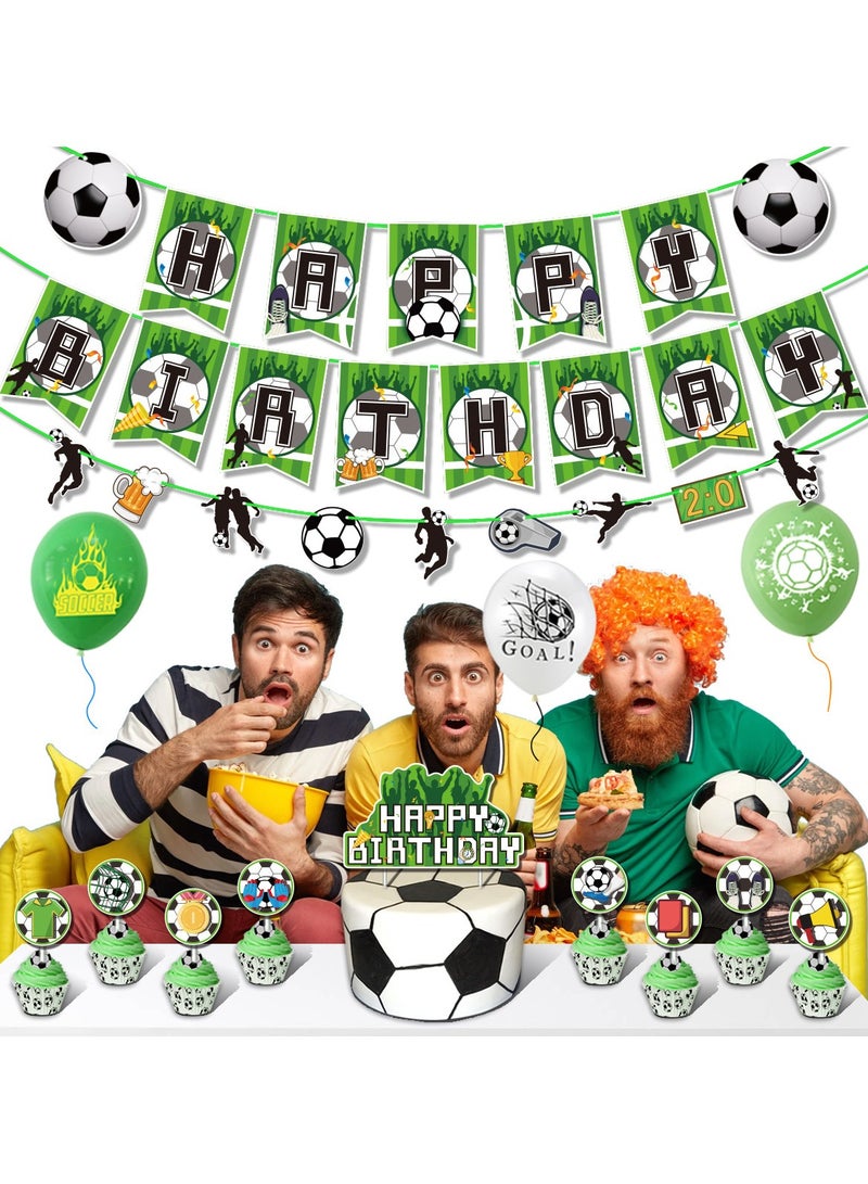 World Cup Soccer Balloon Set with Happy Birthday Banner,Cake Topper,Hanging Spins,Perfect for Victory Party Birthday Party Backdrop Decoration,Suitable for Indoor and Outdoor(FIFA Inspired) - Image 3