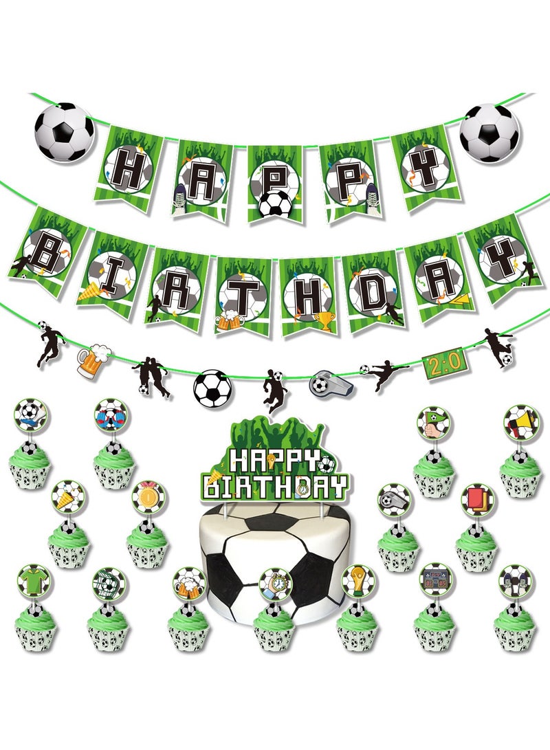 World Cup Soccer Balloon Set with Happy Birthday Banner,Cake Topper,Hanging Spins,Perfect for Victory Party Birthday Party Backdrop Decoration,Suitable for Indoor and Outdoor(FIFA Inspired) - Image 4