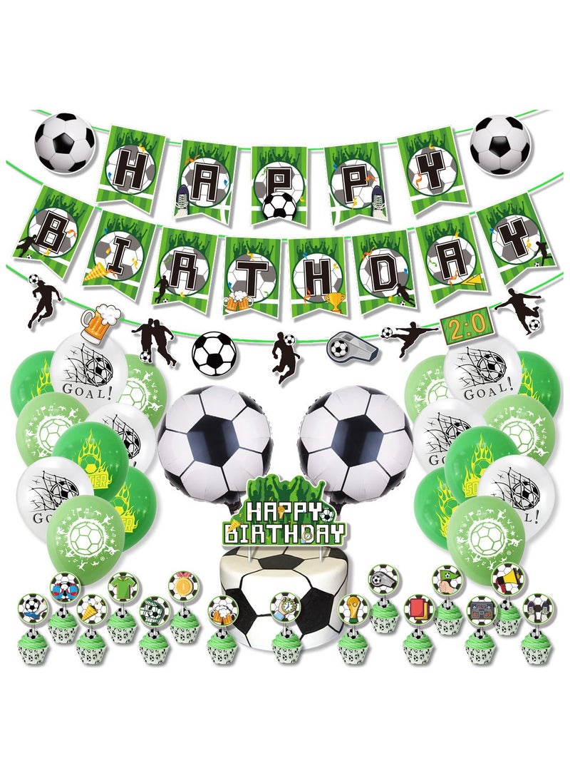 World Cup Soccer Balloon Set with Happy Birthday Banner,Cake Topper,Hanging Spins,Perfect for Victory Party Birthday Party Backdrop Decoration,Suitable for Indoor and Outdoor(FIFA Inspired) - Image 1