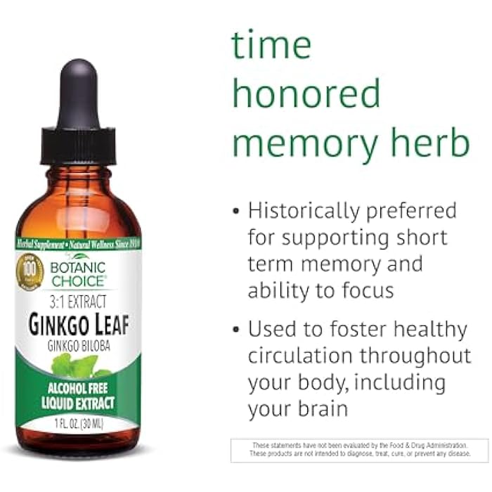 Botanic Choice Ginkgo Biloba Leaf Liquid Extract – Alcohol Free, Gluten Free, Fast Acting Supplement Drops – Easy to Use Dropper 1 Fluid Ounce - Image 3