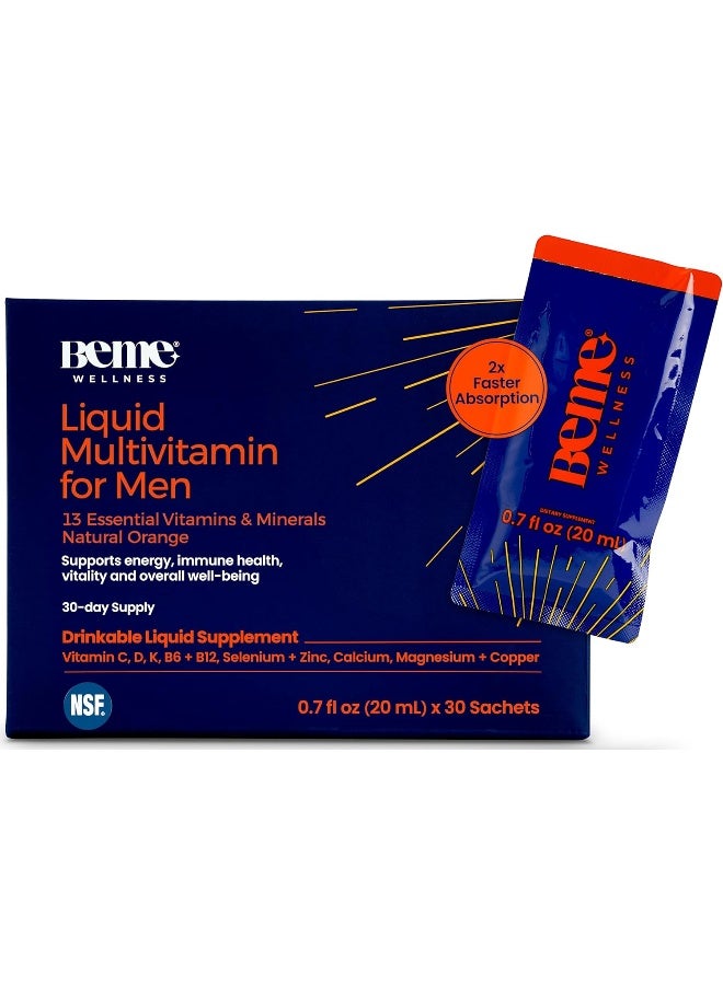 Beme Liquid Multivitamin For Men - Clinically Tested Mens Multivitamin, 2X Faster Absorption & High Bioavailability - A, B-Complex, C, D, E, K, Calcium, Zinc, Magnesium - Non-Gmo, Soy, Dairy Free - Image 1