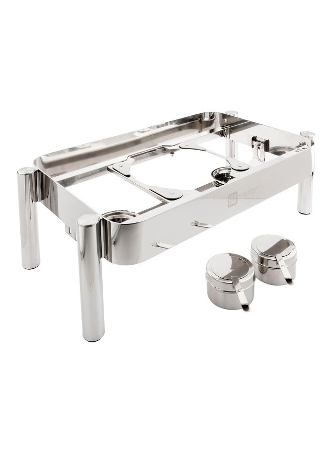 Restaurantware 25.8 Inch x 14.7 Inch x 9 Inch Chafer Frame, 1 Rectangular Chafing Dish Frame - Straight Leg, Fits Ful Size Rectangle Chafer, Stainless Steel Food Pan Frame, Chafer Body Sold Separately  - Image 2