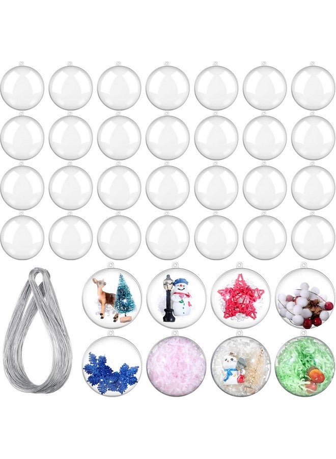 Sratte 36 Pcs Christmas Fillable Ornaments Ball Clear Plastic Hanging Ornaments DIY Craft Transparent Ball for Wedding Holiday Xmas Party Tree Decor Home(80 mm/ 3.15 Inches) - Image 1