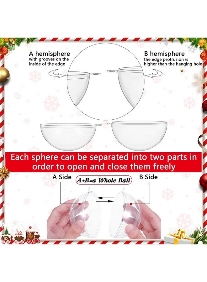 Sratte 36 Pcs Christmas Fillable Ornaments Ball Clear Plastic Hanging Ornaments DIY Craft Transparent Ball for Wedding Holiday Xmas Party Tree Decor Home(80 mm/ 3.15 Inches) - Image 4