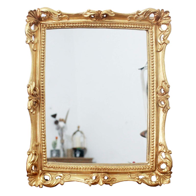 Funerom Funerom Vintage 11 x 95 inch Decorative Mirror Wall Mounted  Tabletop Makeup Mirror Square Antique Gold 