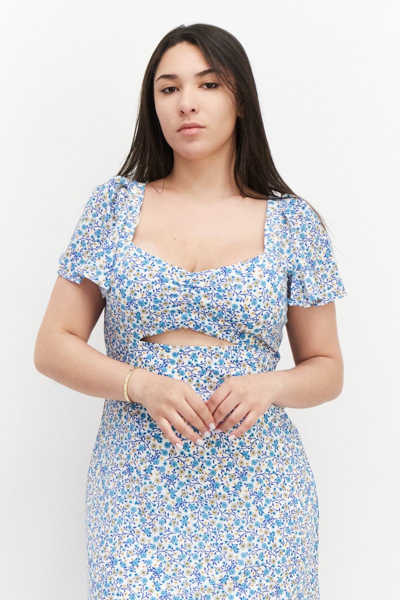 BCBGeneration Women Floral Print Midi Dress, Multicolor - Image 3