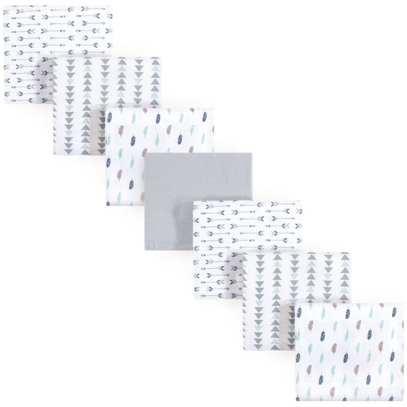 Luvable Friends Unisex Baby Cotton Flannel Receiving Blankets, Boy Feathers 7-Pack, One Size - Image 1