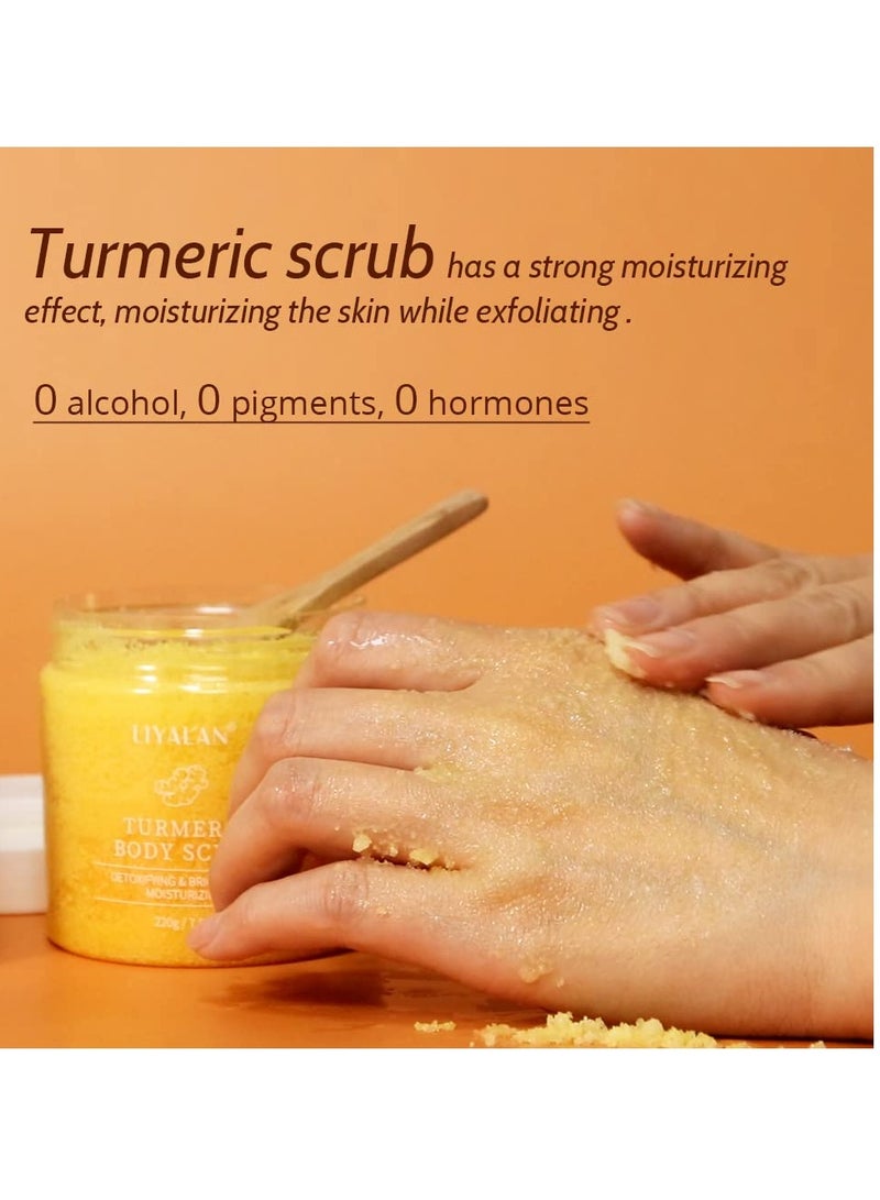 Liyalan Turmeric Body Scrub Moisturizing and Exfoliating Body, Face, Hand, Foot Scrub,Nourishes Skin,Deep Cleansing 7.8oz - Image 3