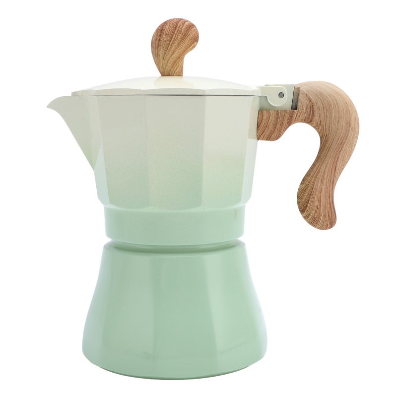 150ml Stovetop Coffee Maker Single Valve Aluminum Coffee Machine for Lovers Beginners Gradient Green - Image 1