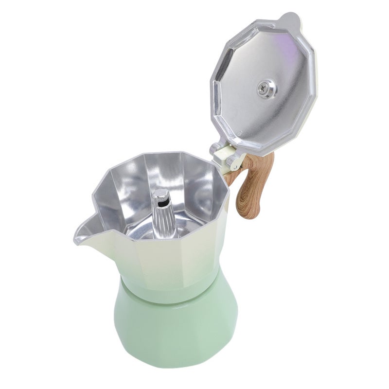 150ml Stovetop Coffee Maker Single Valve Aluminum Coffee Machine for Lovers Beginners Gradient Green - Image 3