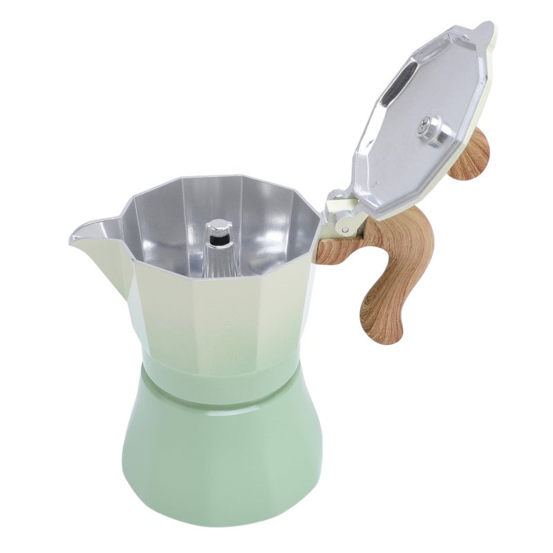 150ml Stovetop Coffee Maker Single Valve Aluminum Coffee Machine for Lovers Beginners Gradient Green - Image 2