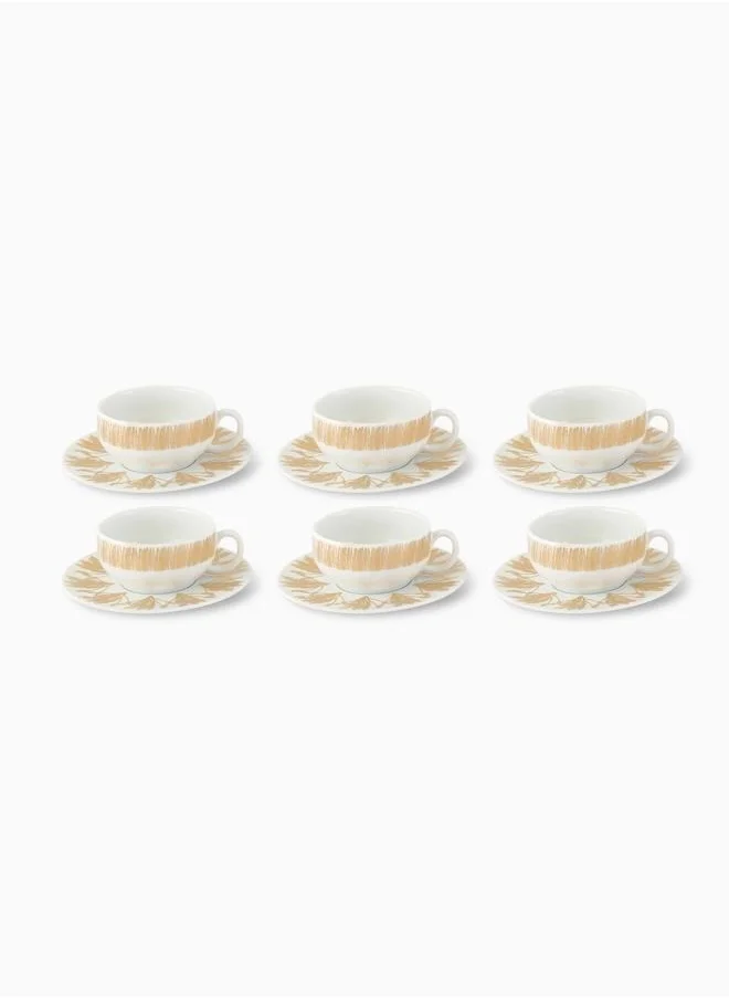 Silsal Set of 6 Tamrah Porcelain Tea Cups and Saucers