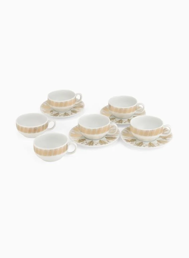 Silsal Set of 6 Tamrah Porcelain Tea Cups and Saucers