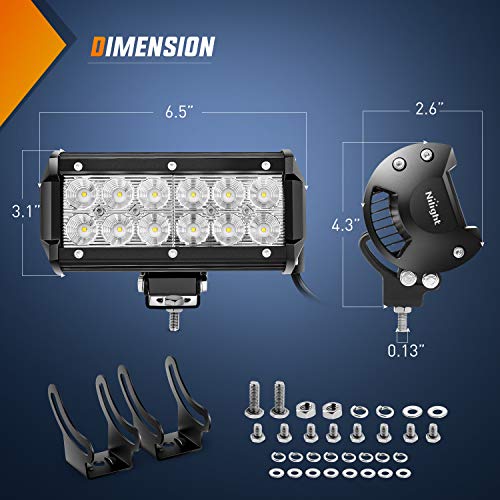 Nilight 60002F-B 36W 6.5-Inch Flood LED Light Bar - Off-Road Driving Fog Light for Boats, Trucks - 2PCS, Super Bright, 2 Years Warranty - Image 2