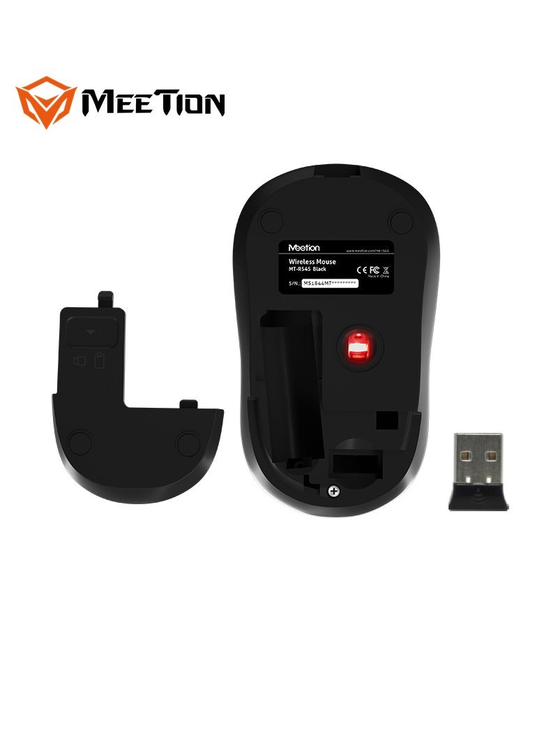 Meetion ماوس ميتشن اللاسلكي R545 مع وضع السكون التلقائي لتوفير الطاقة مناسب لمستخدمي اليد اليمنى/اليسرى مع جهاز استقبال USB Nano بتردد 2.4GHz (نطاق يصل إلى 10م) (أسود) - Image 5