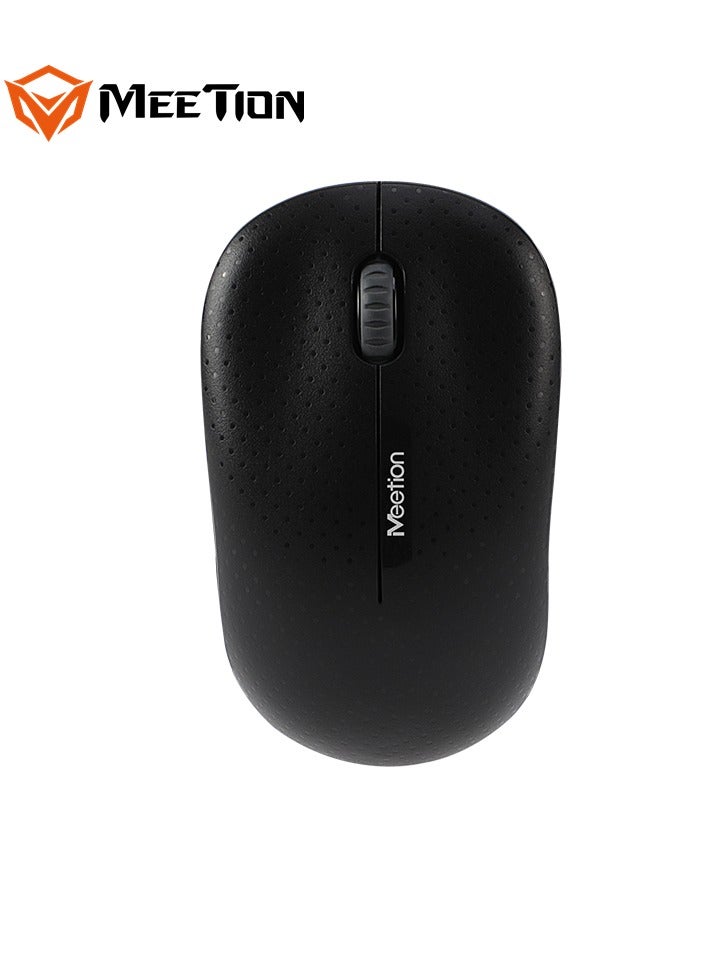 Meetion Wireless Mouse R545 Automatic sleep power saving Suitable for right/left hands users 2.4GHz USB Nano receiver included (range up to 10m) (Black)