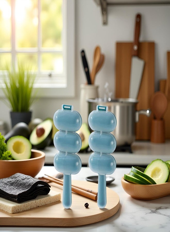 Jizlan 2 Pcs Blue Rice Ball Maker Shake Lunch Maker Mould Rice Ball Shaker Rice Ball Mold Rice Ball Shaped Kitchen Tools Home DIY Making Kit Sushi Plates, DIY Sushi Shake Rice Ball Molds - Image 4
