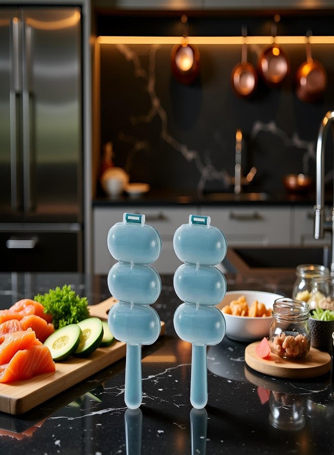 Jizlan 2 Pcs Blue Rice Ball Maker Shake Lunch Maker Mould Rice Ball Shaker Rice Ball Mold Rice Ball Shaped Kitchen Tools Home DIY Making Kit Sushi Plates, DIY Sushi Shake Rice Ball Molds - Image 2