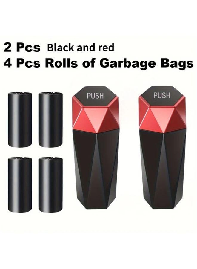 Cow Color Car Trash Can 6 Pack With 2 Cans 4 Rolls 60 Bags Diamond Shaped One Button Operation - Image 5